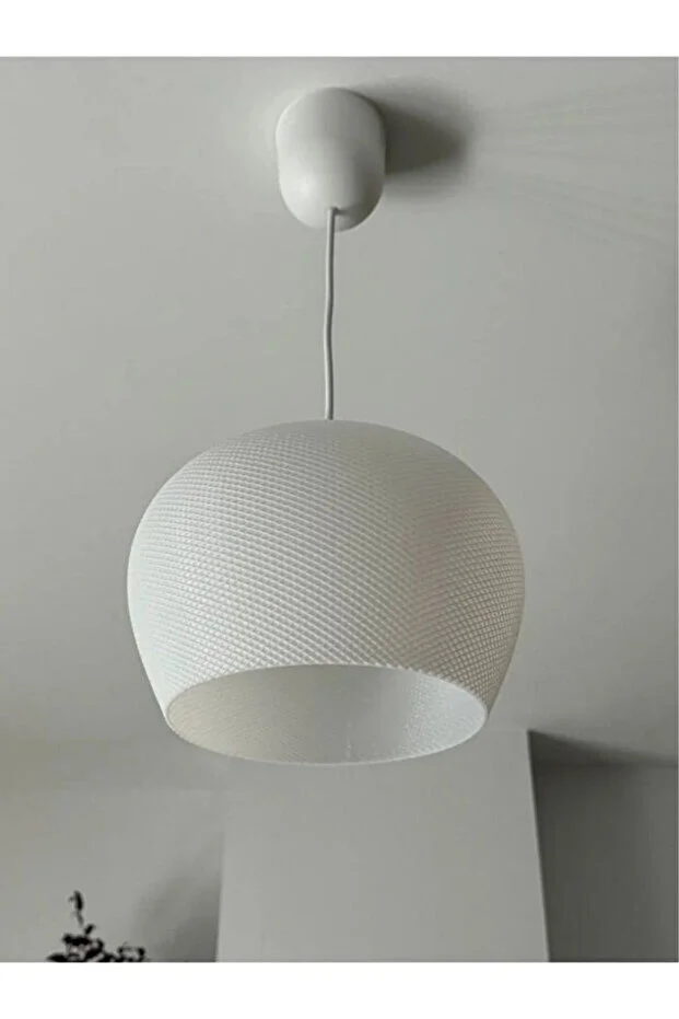 Elysium Beyaz Modern Dokulu, Pinterest Tarzı Özel Tasarım Tekli Sarkıt Avize